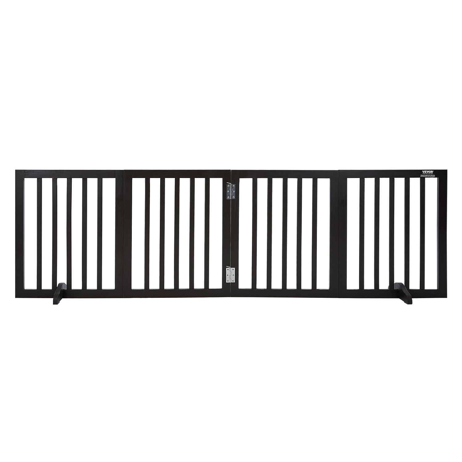 Solid Wood Free Standing Pet Gate With Door