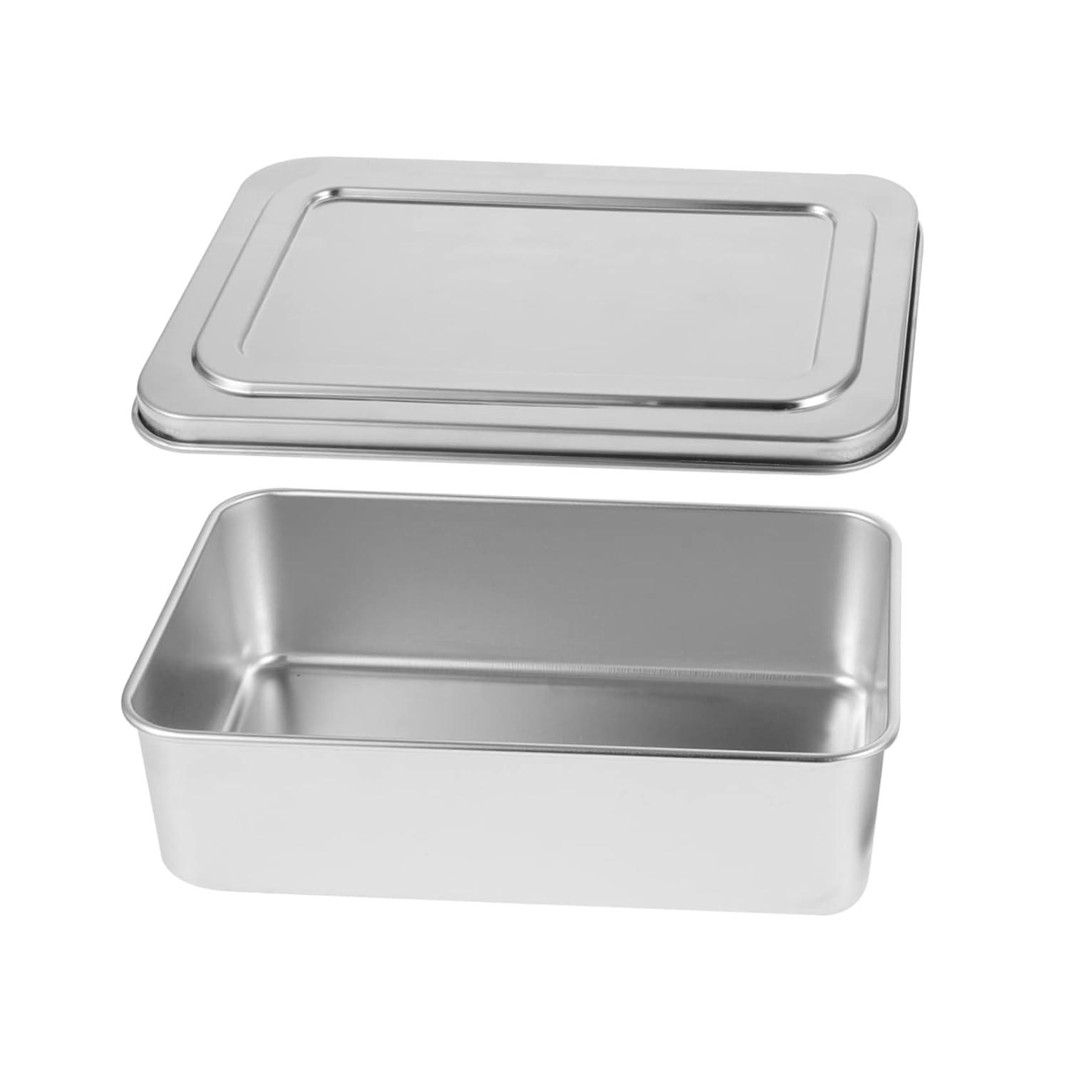 TABLZONE Stainless Steel Baking Tray Silver Oven Pan for Home Use with Lid