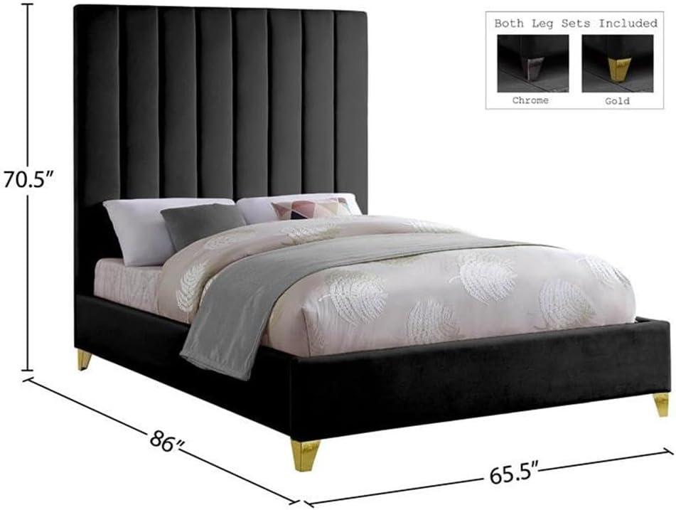 Elegant Pink Velvet Upholstered Queen Bed with Tufted Headboard