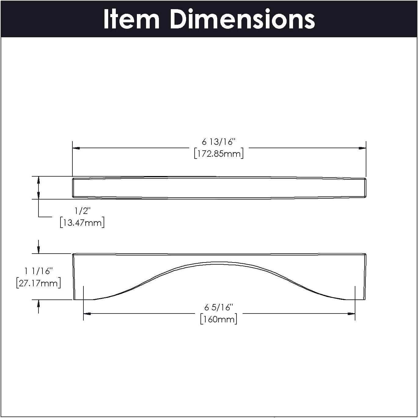 Belwith-Keeler B076151-SN Channel Pull 6-5/16 Inch (160mm) Center to Center, Satin Nickel