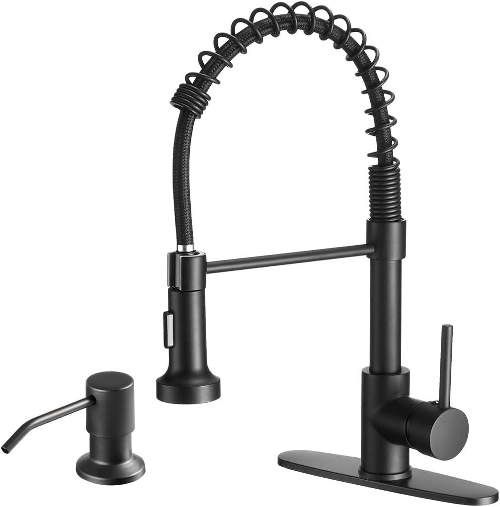 Matte Black Stainless Steel Pull Down Kitchen Faucet with Spray