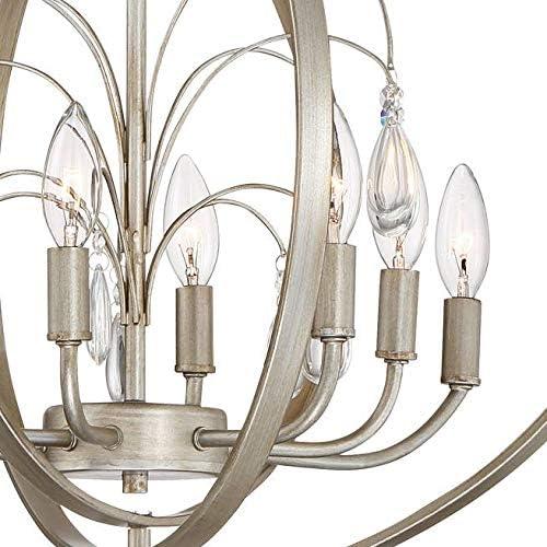 Possini Euro Design Tiller Champagne Satin Silver Pendant Chandelier 31 1/2" Wide Modern Open Orb Frame 8-Light Fixture for Dining Room Kitchen Island