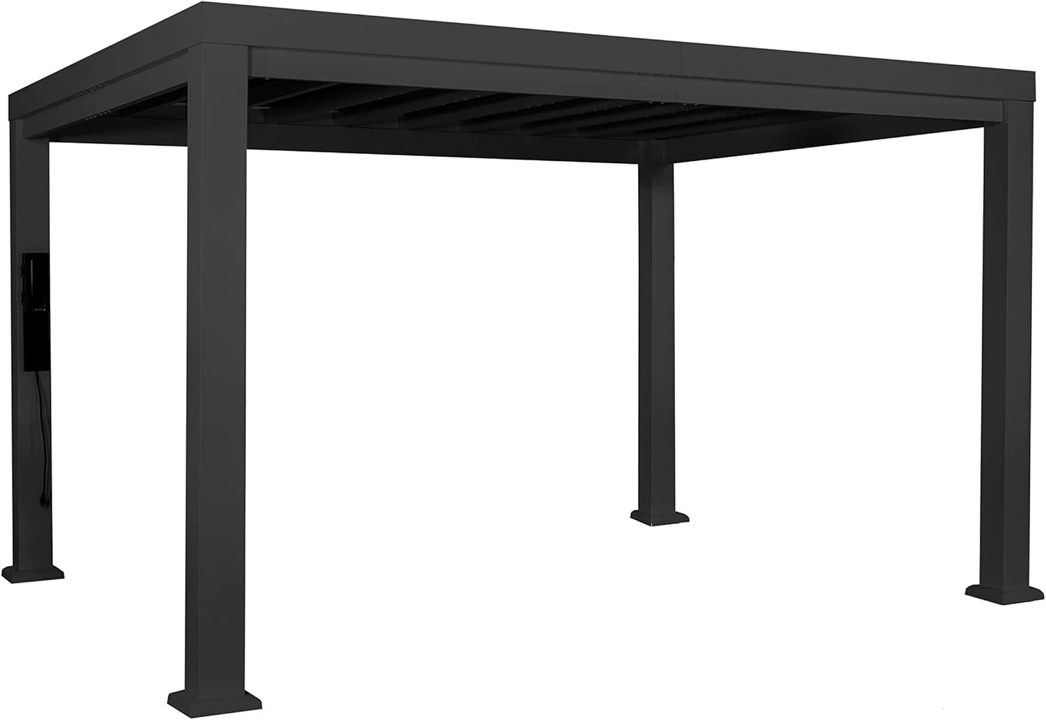 Backyard Discovery Backyard Discovery Windham 14' x 10' Modern Galvanized Steel Outdoor Patio Pergola Kit with Shade Sail Canopy and PowerPort