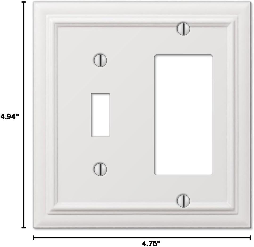 White 2-Gang Metal Wall Plate with Toggle and Rocker