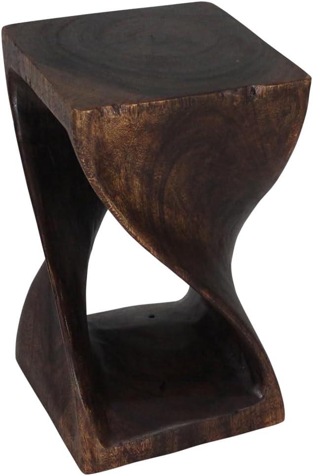 Haussmann® Original Wood Twist Stool 12 X 12 X 20 in High Mocha Oil