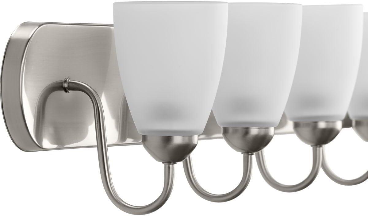 Progress Lighting Gather 6-Light Bath Bracket, Brushed Nickel, Etched Glass Shades