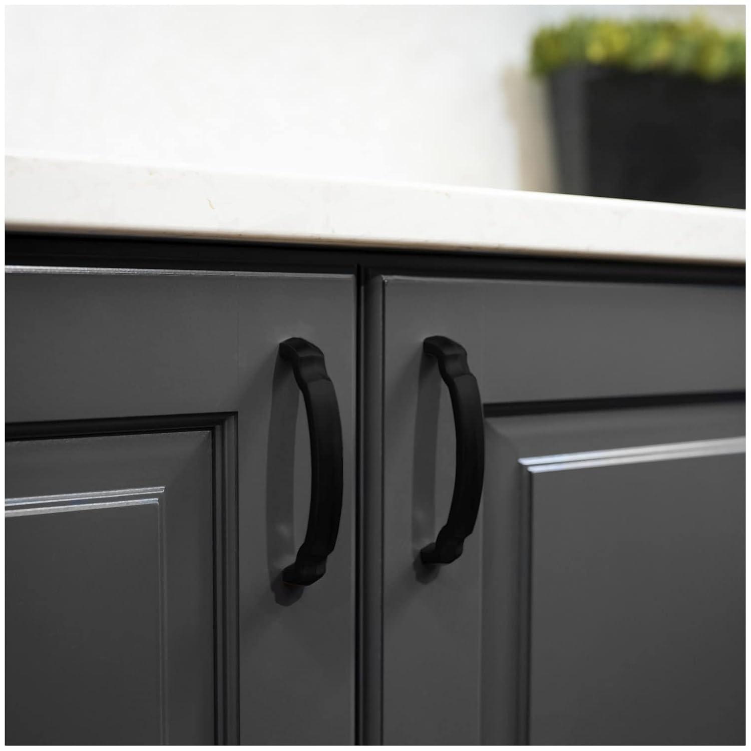 Hickory Hardware Solid Core Kitchen Cabinet Pulls, Luxury Cabinet Handles, Hardware for Doors & Dresser Drawers, 3 Inch Hole Center, Satin Nickel, Veranda Collection(Pack of 10)