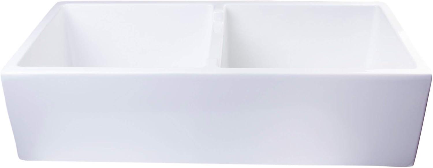 39.5'' L Farmhouse / Apron Double Bowl Fireclay Kitchen Sink