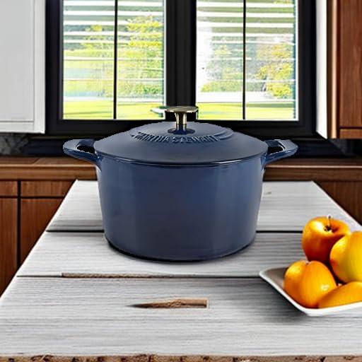 Martha Stewart Gatwick 7 qt. Cast Iron Round Dutch Oven with Lid