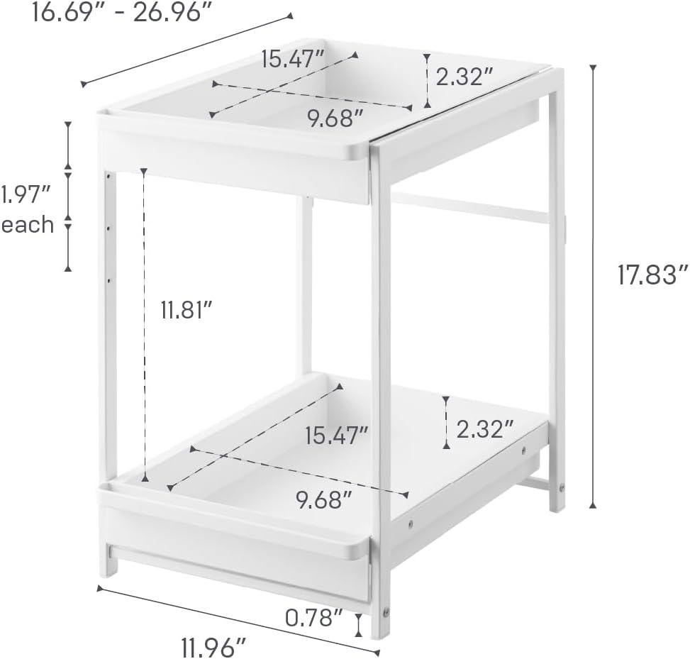 Yamazaki Home Yamazaki Home Tower Under-Sink Rack With Pull-Out Shelf, Versatile Kitchen Cabinet Storage Drawers, 2 Tiers, Sturdy Organization System - Steel