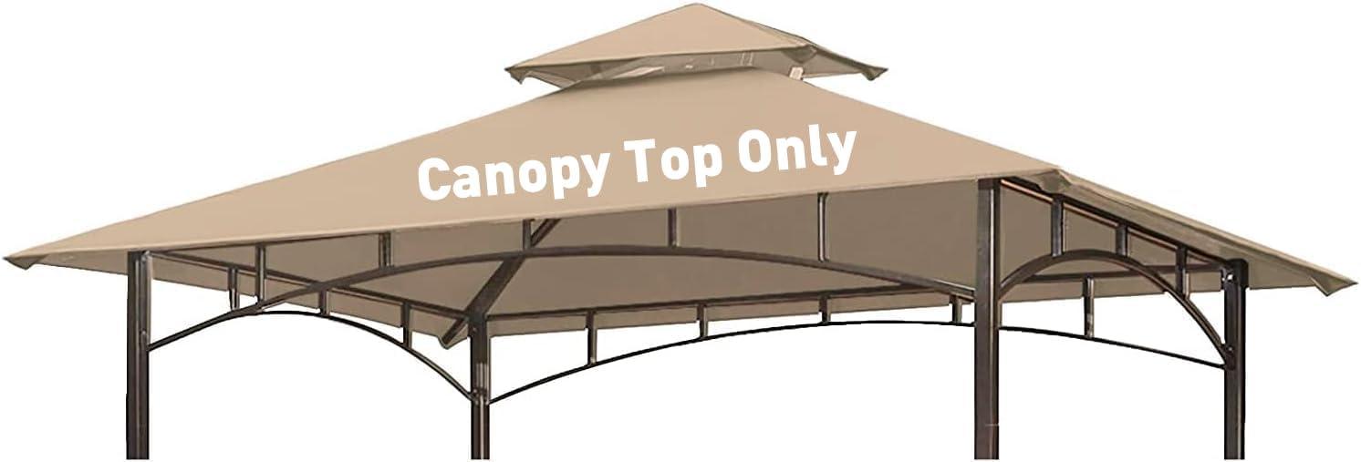 Beige Polyester Double Roof Grill Gazebo Canopy Top