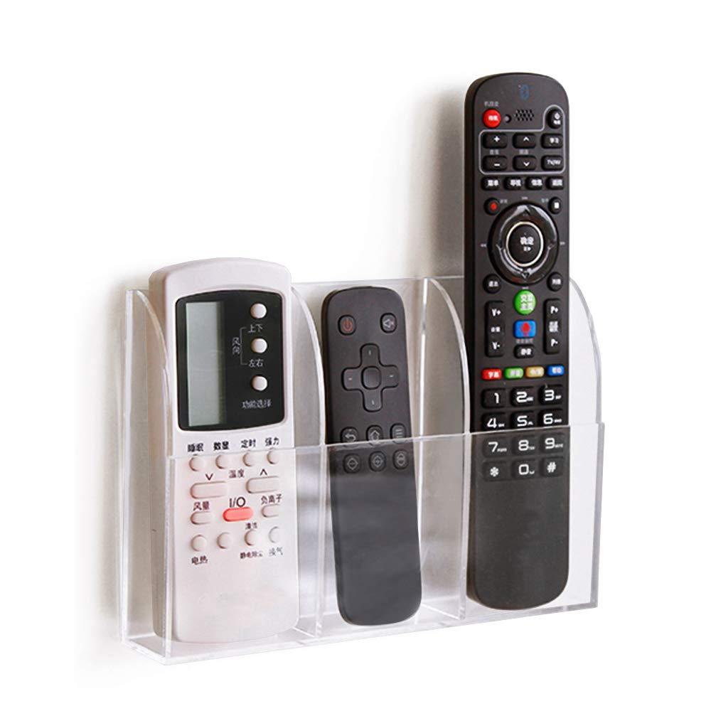 APSOONSELL Remote Control Holder Organizer Wall Mount Acrylic Tidy for Air Conditioner, TV Box, Stereo, 3 Slots