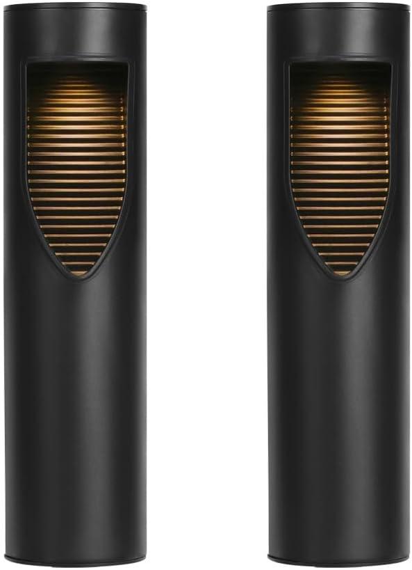 12.2" Black Solar LED Pathway Lights with Yellow Shade