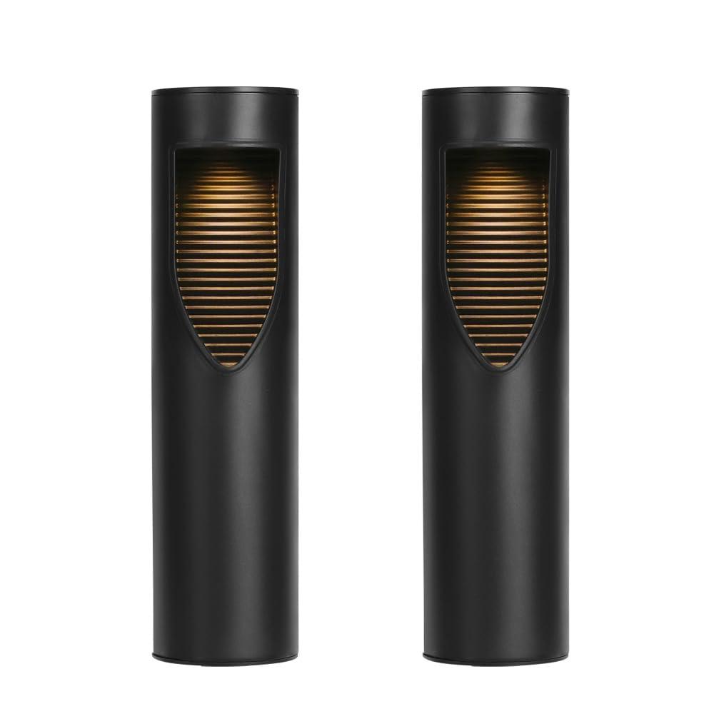 Techko 12.2" Solar Bollard LED Pathway Light (Set of 2)