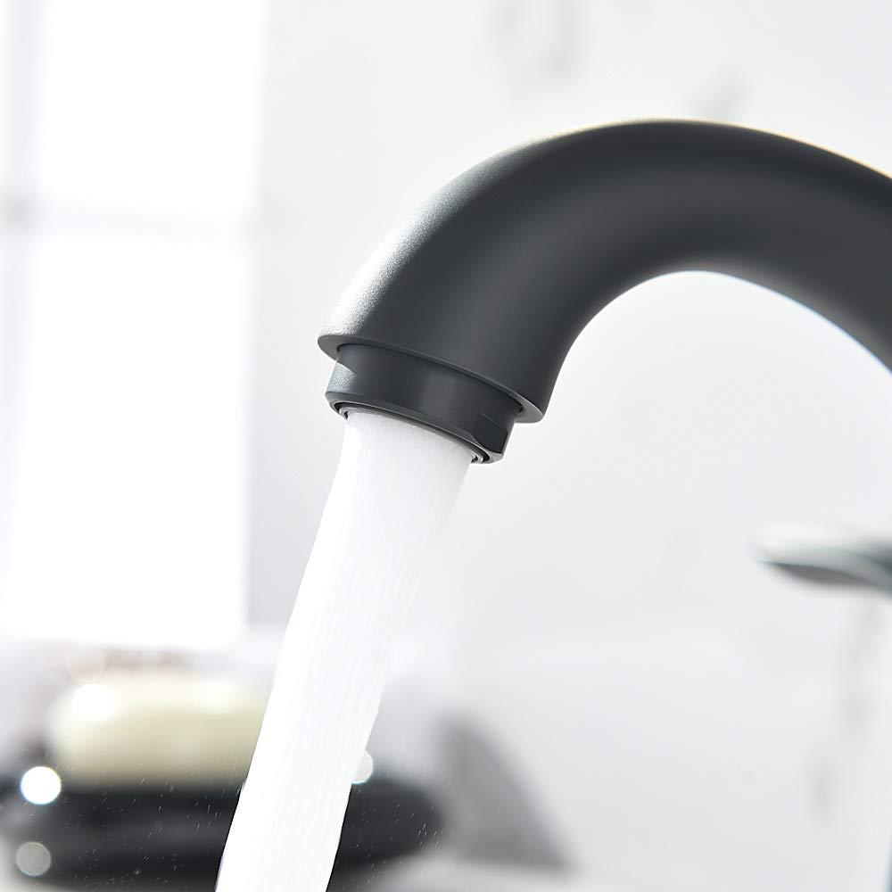 Phiestina 4 Inch 2 or 3 Holes 2 Handles Centerset Matte Black Lead-Free Bathroom Sink Faucet, Bathroom Faucet with Copper Pop Up Drain and Water Supply Lines, BF008-5-MB