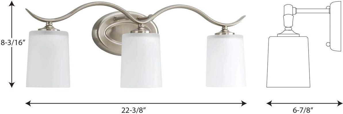 Progress Lighting Inspire 3-Light Wall Light, Brushed Nickel, Etched Glass Shade