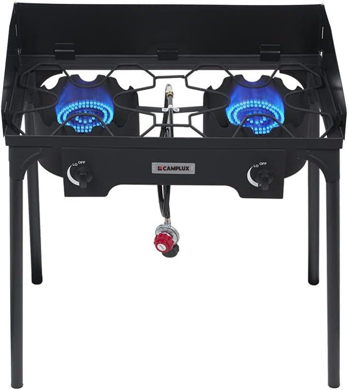 Camplux Heavy-Duty Dual Burner Black Propane Outdoor Stove