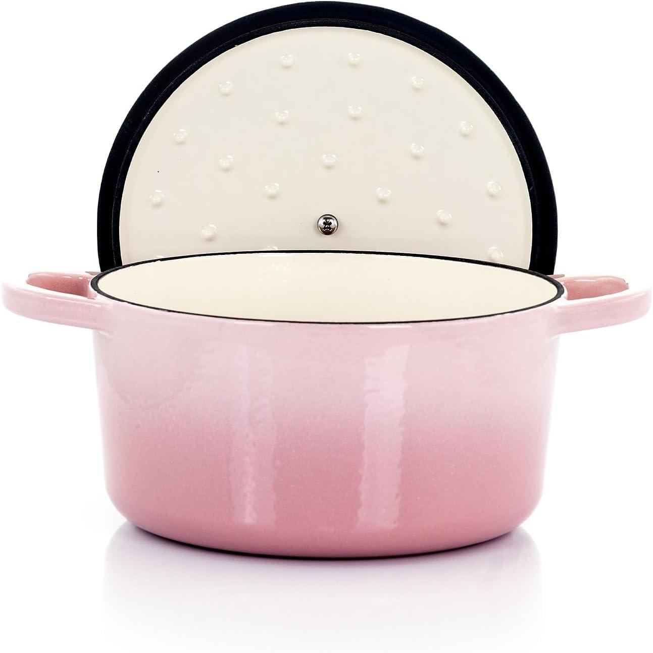 Blush Pink 3-Quart Enameled Cast Iron Dutch Oven with Lid