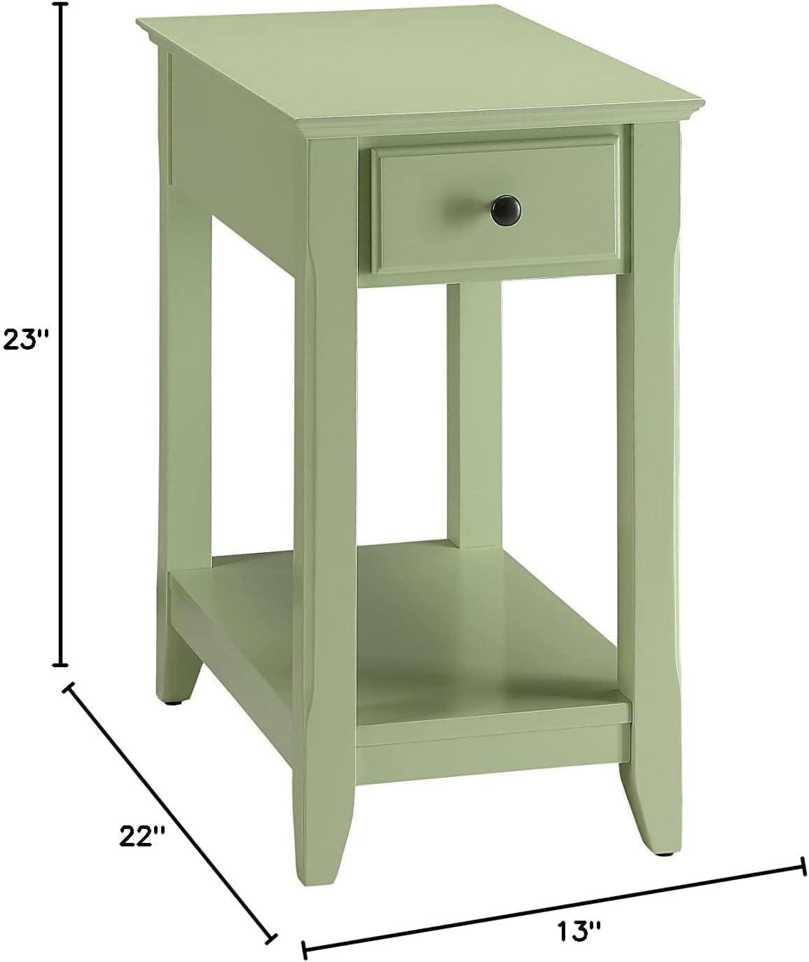 Acme Furniture 13" Bertie Accent Table Light Green Finish: Wood Composite, Beveled Edges, Drawer Storage, No Assembly Required