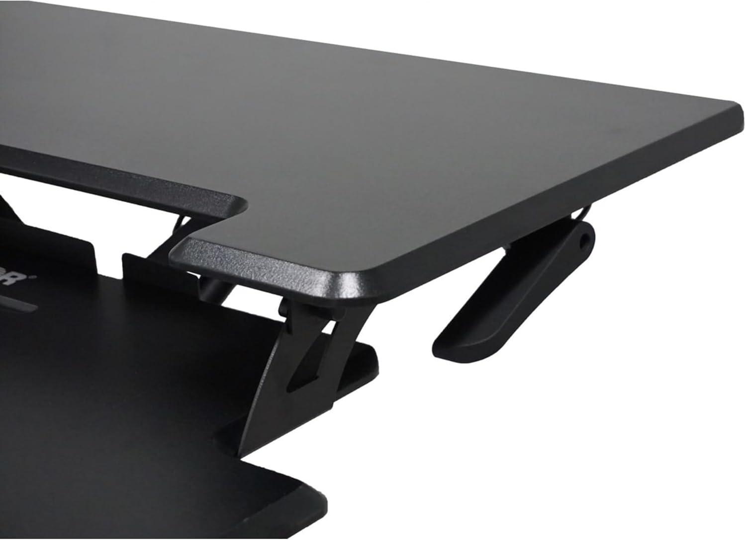 Victor DCX610 Height Adjustable Compact Standing Desk| Black| 33” Wide Sit-Stand Dual Monitor Desk and Laptop Riser Workstation| Compatible with Most Monitor Arms