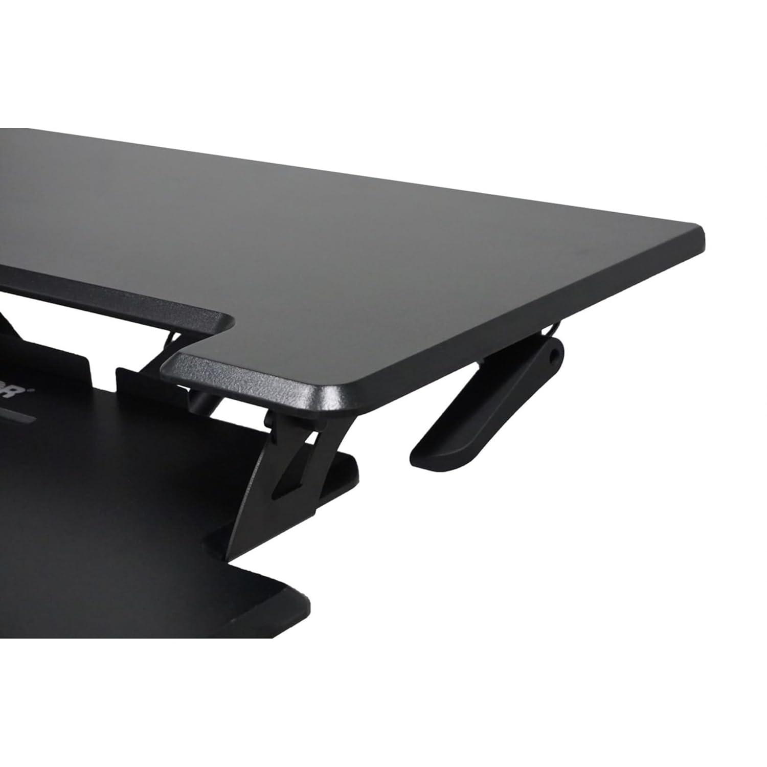 Victor DCX610 Height Adjustable Compact Standing Desk| Black| 33” Wide Sit-Stand Dual Monitor Desk and Laptop Riser Workstation| Compatible with Most Monitor Arms