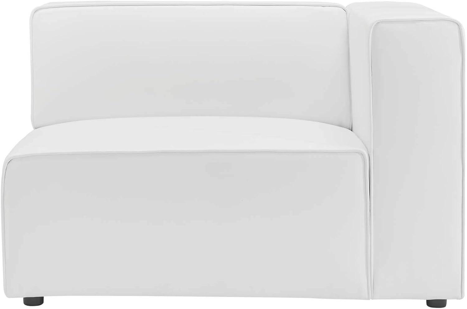 Modway Mingle Vegan Leather Right Armchair White: Modern Faux Leather, No Assembly, Wood Frame