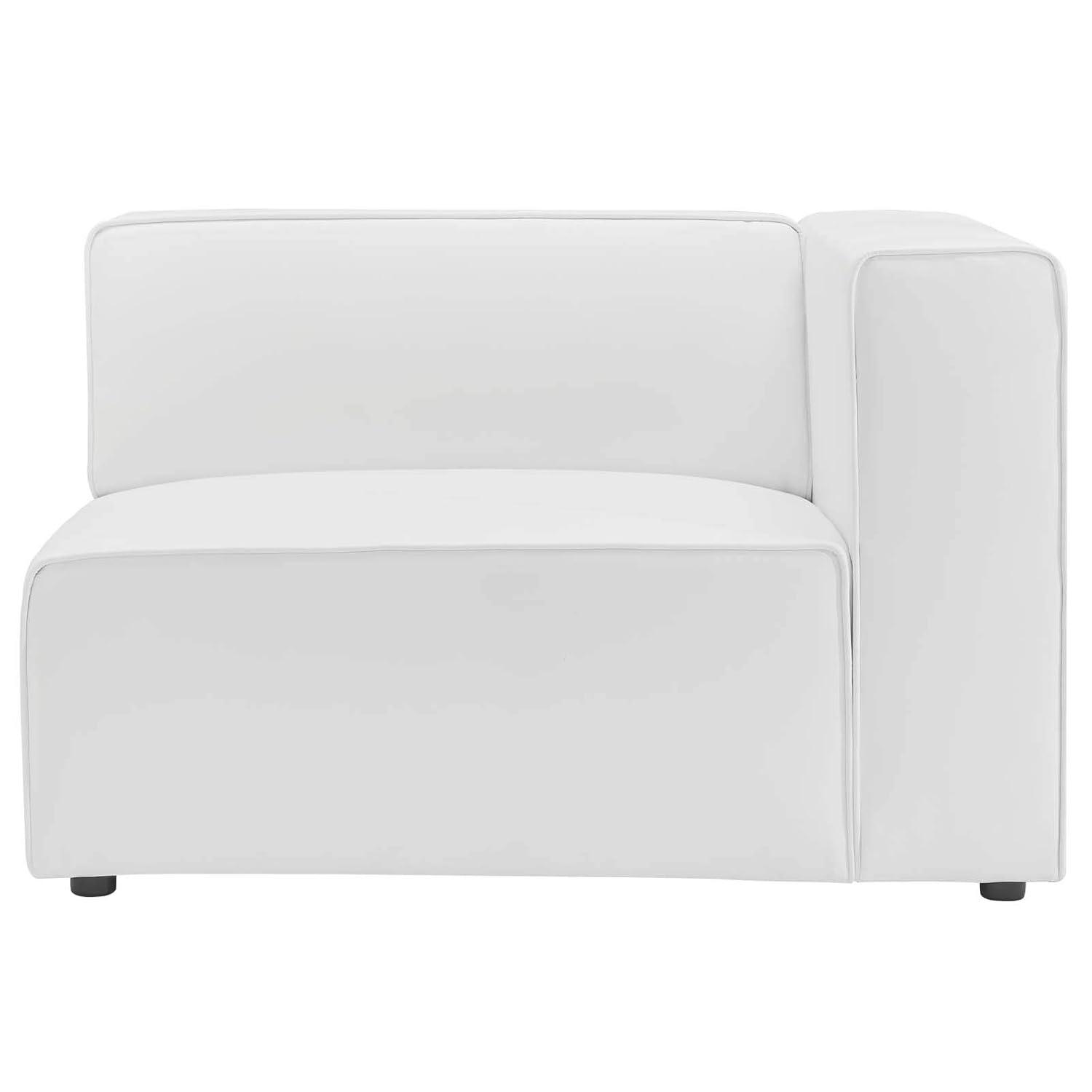 Modway Mingle Vegan Leather Right Armchair White: Modern Faux Leather, No Assembly, Wood Frame