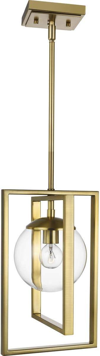 Progress Lighting Atwell 1-Light Pendant, Brushed Bronze, Clear Globe Shade