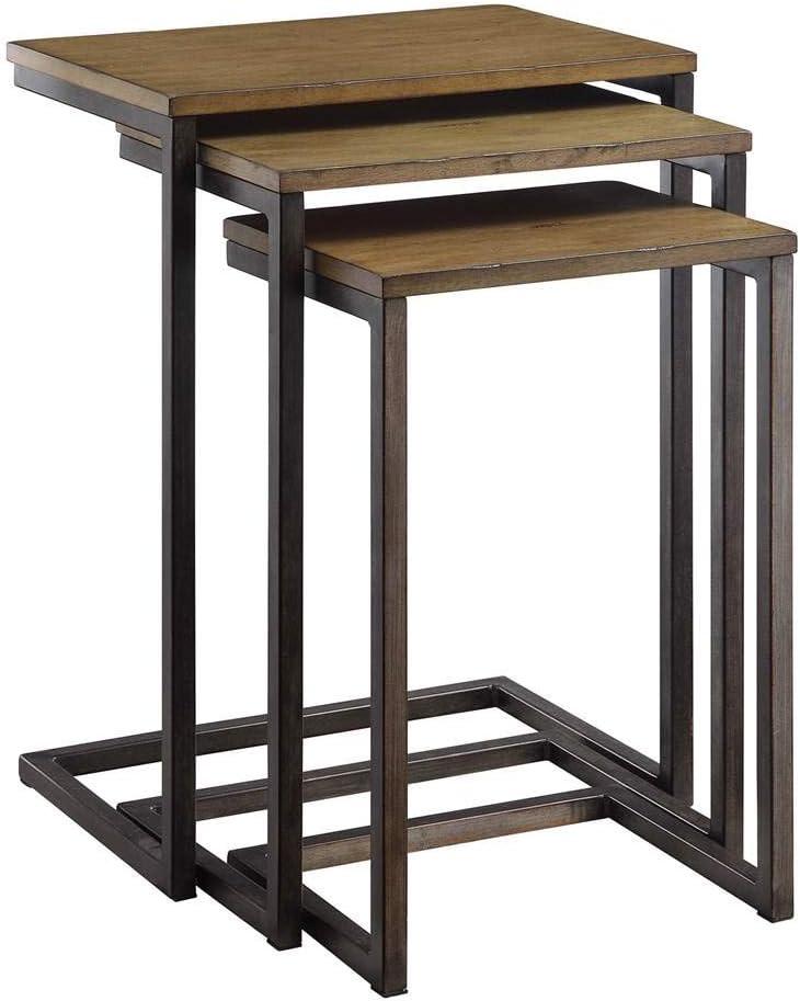 Carolina Living Caroline Nesting Table Set - Harvest Oak/Aged Iron and Table