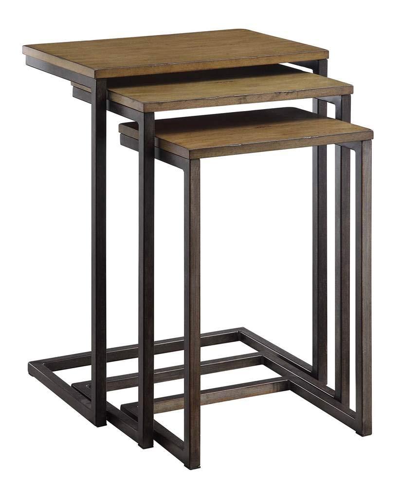 Carolina Living Caroline Nesting Table Set - Harvest Oak/Aged Iron and Table
