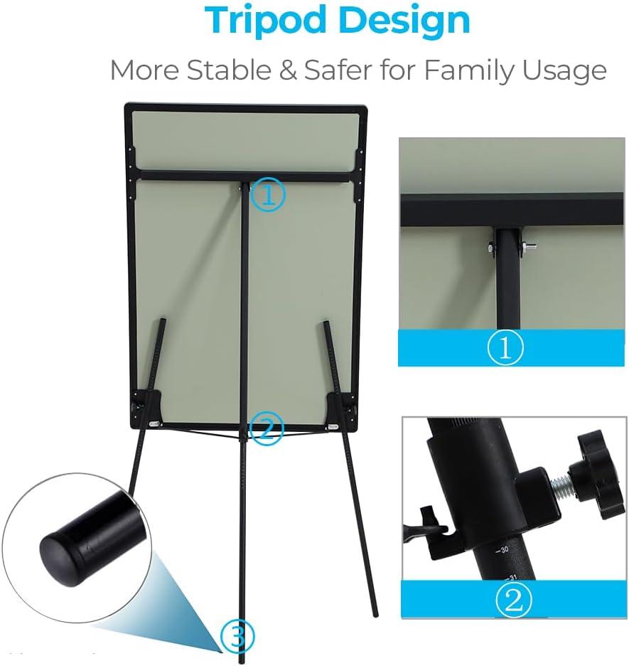 Adjustable Magnetic Whiteboard Easel with Tripod Stand and Flipchart