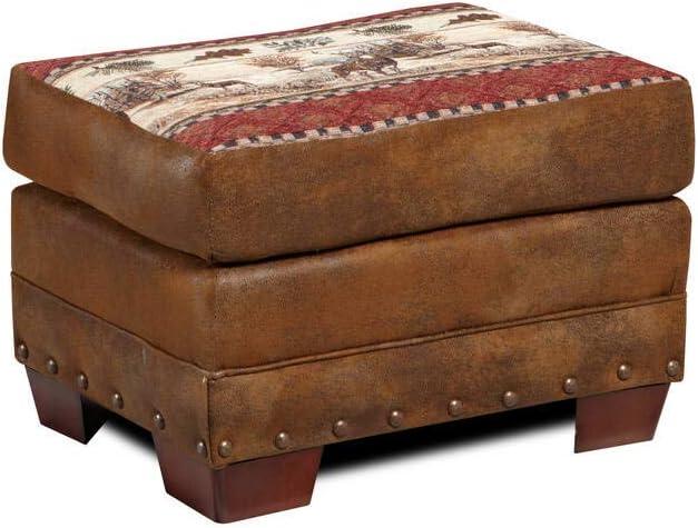 American Furniture Classics 26.5" Microfiber Deer Valley Ottoman in Brown