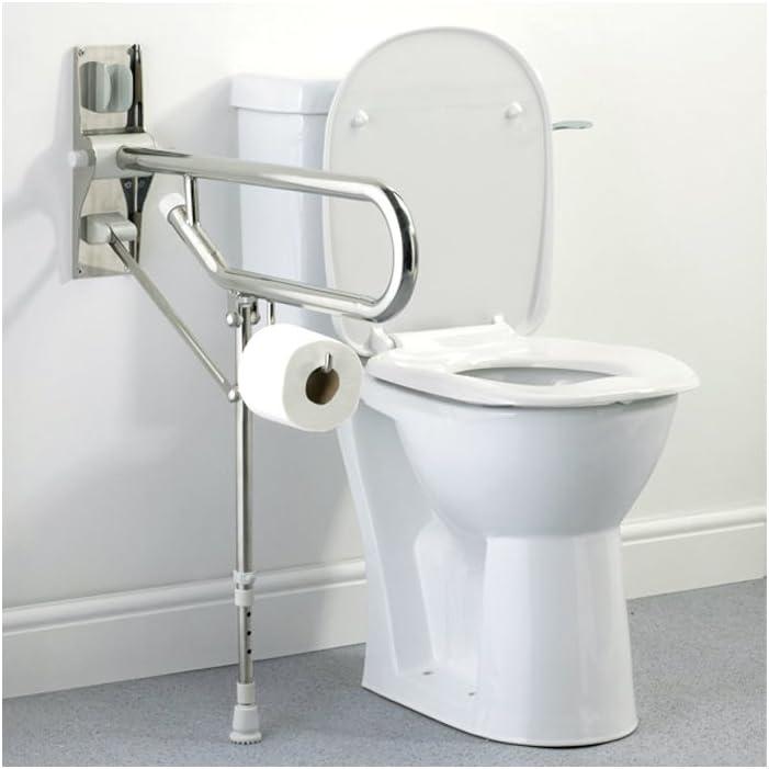 Stainless Steel Fold-Up Support Grab Bar with Adjustable Leg