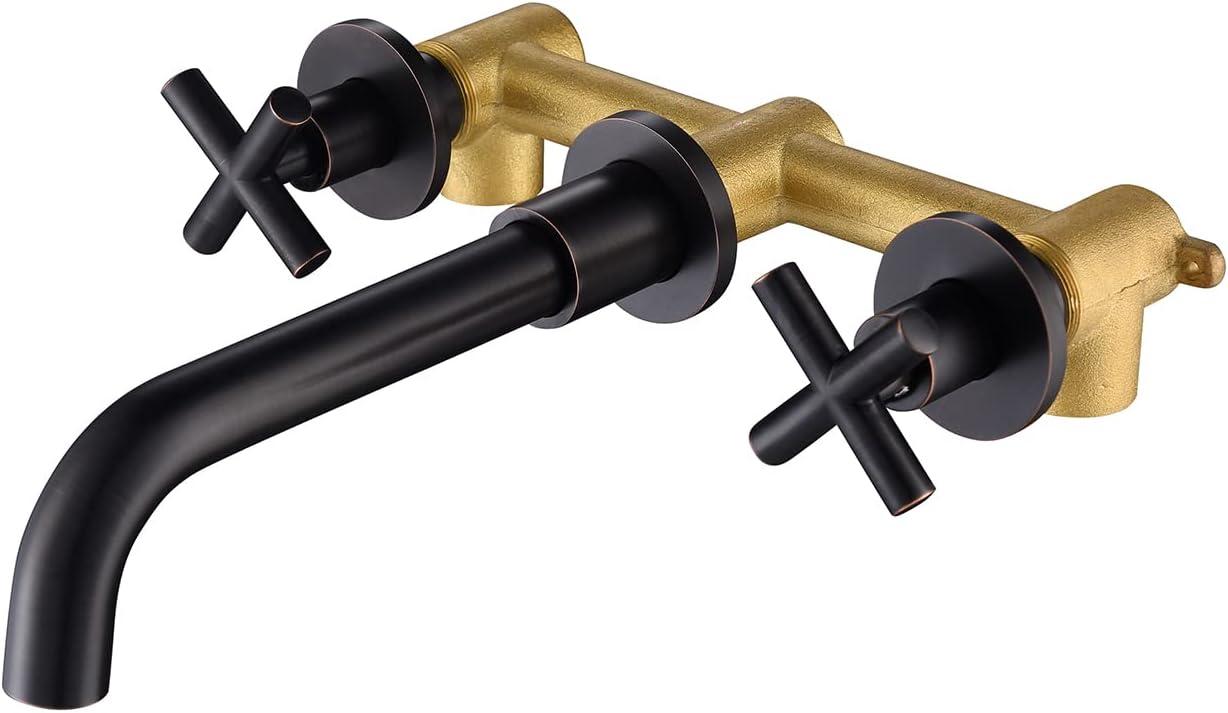 2-Handle 2-Hole Wall Mounted Bathroon Sink Faucet In Spot Resist (Valve Included)