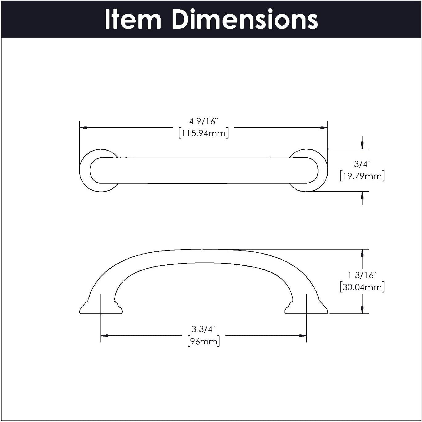 Hickory Hardware Zephyr Kitchen Cabinet Handles, Solid Core Drawer Pulls for Doors, 3-3/4" (96mm)
