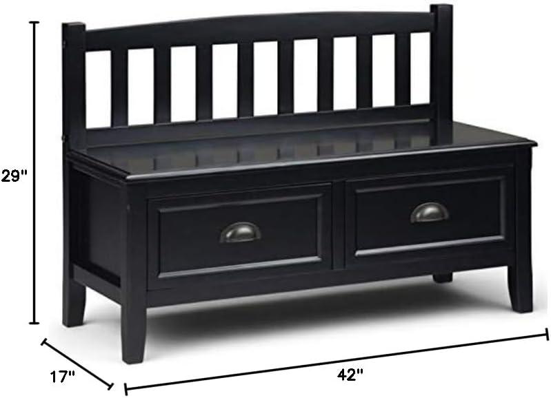 Burlington Wood 42 inch Wide Transitional Entryway Bench with Drawers in Black