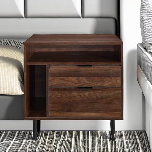 Lincoln 25" Modern Storage Bedroom Nightstand in Dark Walnut