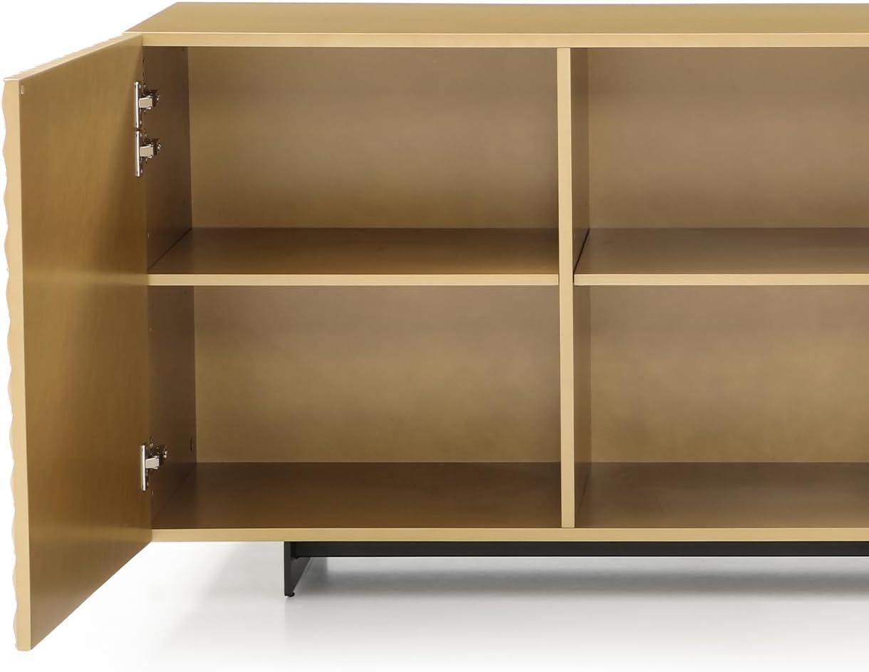 Whiteline Modern Living Harper Buffet Large 94", high gloss gold, Design on doors