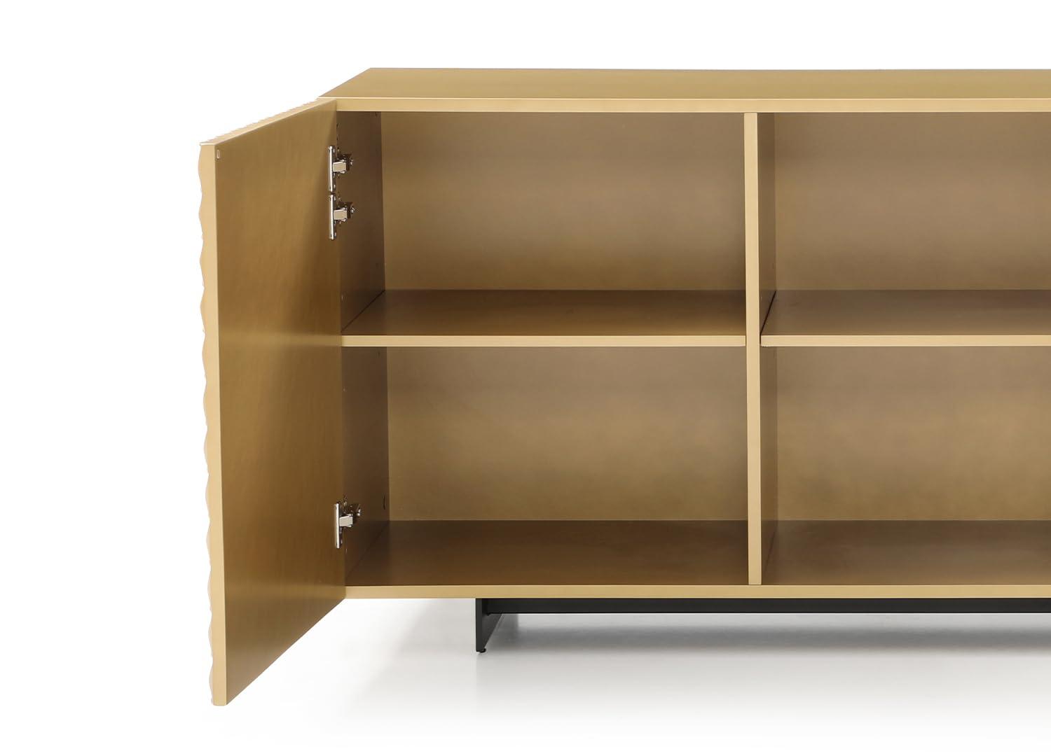 Whiteline Modern Living Harper Buffet Large 94", high gloss gold, Design on doors