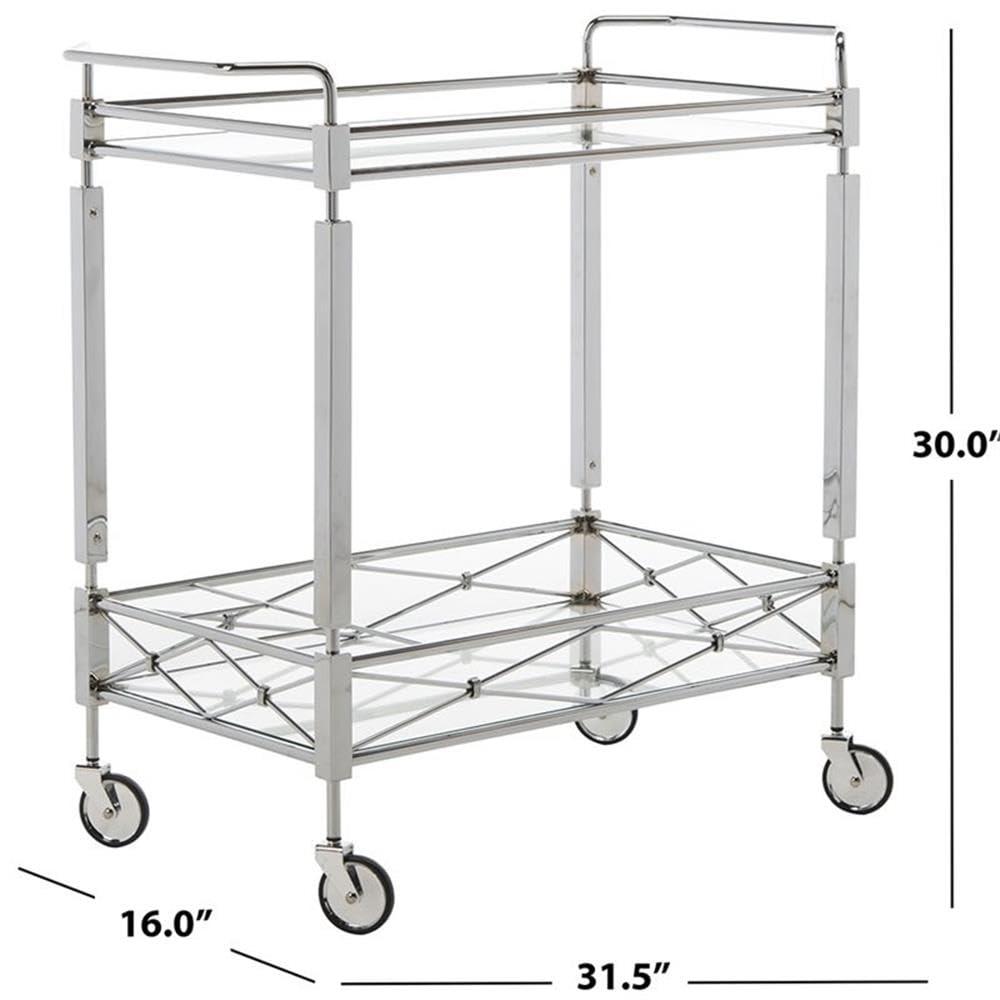Ingrid 2 Tier Bar Cart - BCT8000A - Chrome/Glass - Safavieh