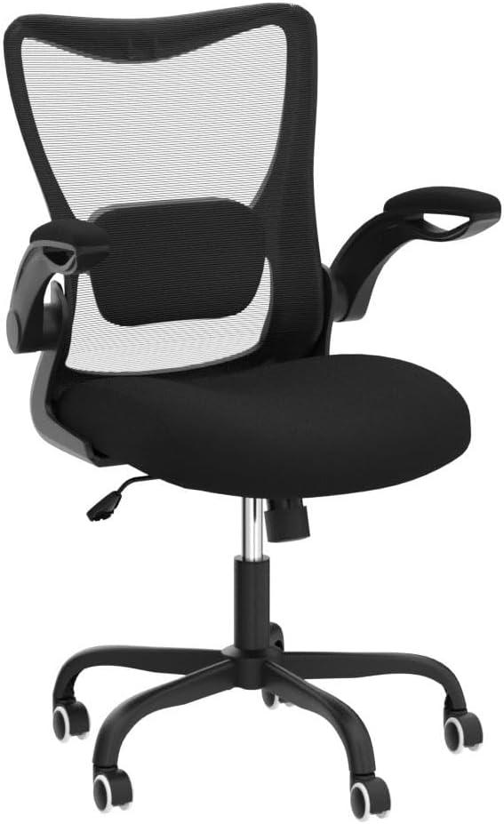 Black Mesh Ergonomic Swivel Task Chair with Adjustable Lumbar Support