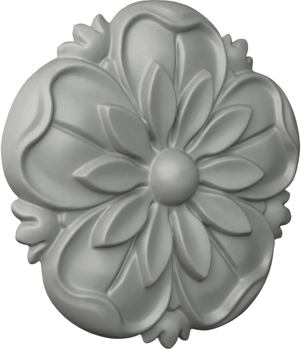 Primed Gray Round Floral Rosette Accent Piece