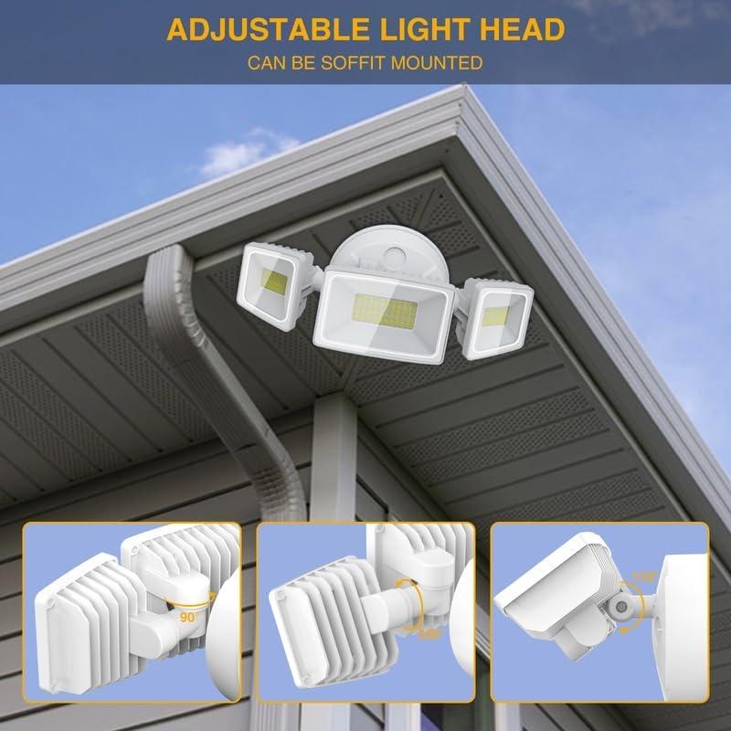 White 60W LED Security Flood Light with Adjustable Heads