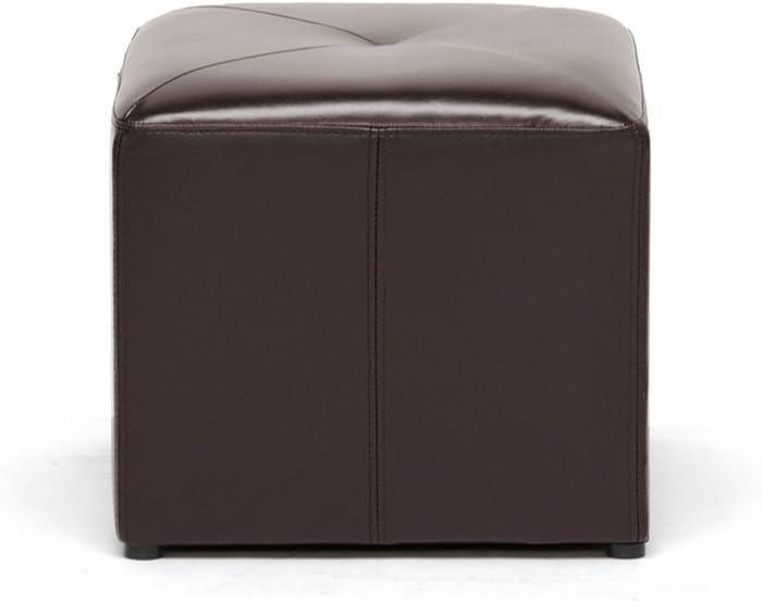Aric Bonded Leather Ottoman - Baxton Studio: Dark Brown Footrest, Seating Bench, No Assembly Required