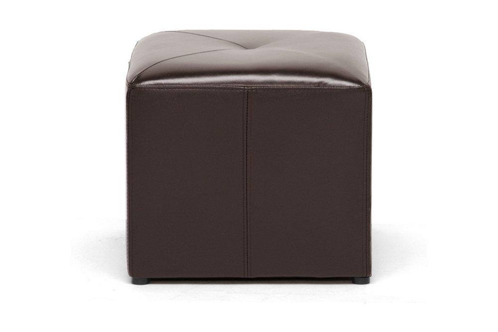 Aric Bonded Leather Ottoman - Baxton Studio: Dark Brown Footrest, Seating Bench, No Assembly Required