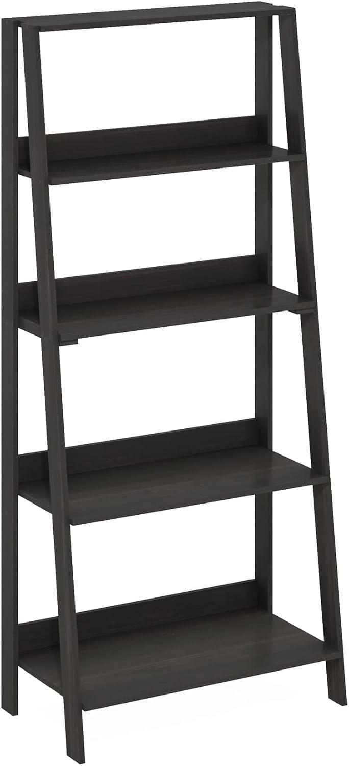 Espresso 5-Tier Wooden Ladder Bookcase