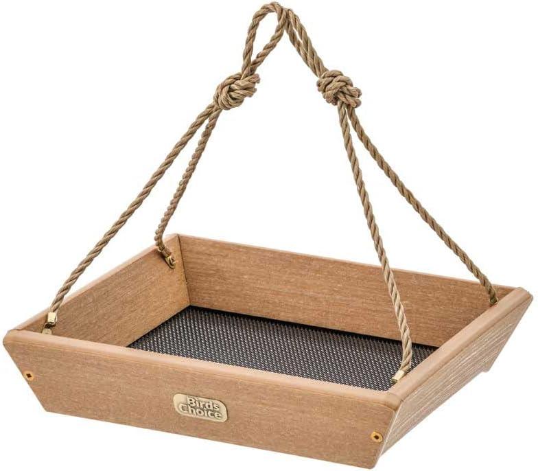 Hanging Tray Bird Feeder Spruce Creek Collection in Natural Teak Recycled Plastic