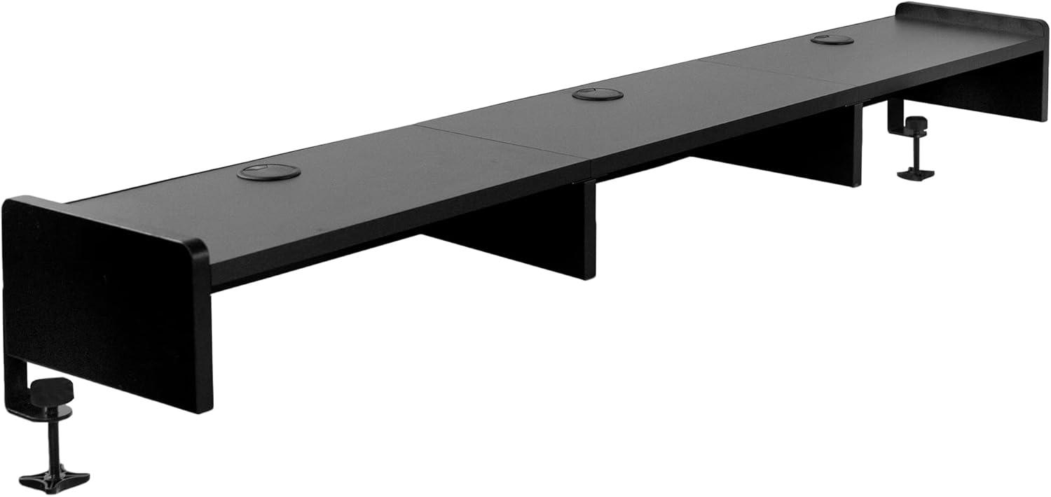 VIVO Black Clamp-on 60" Desk Shelf with Compartments