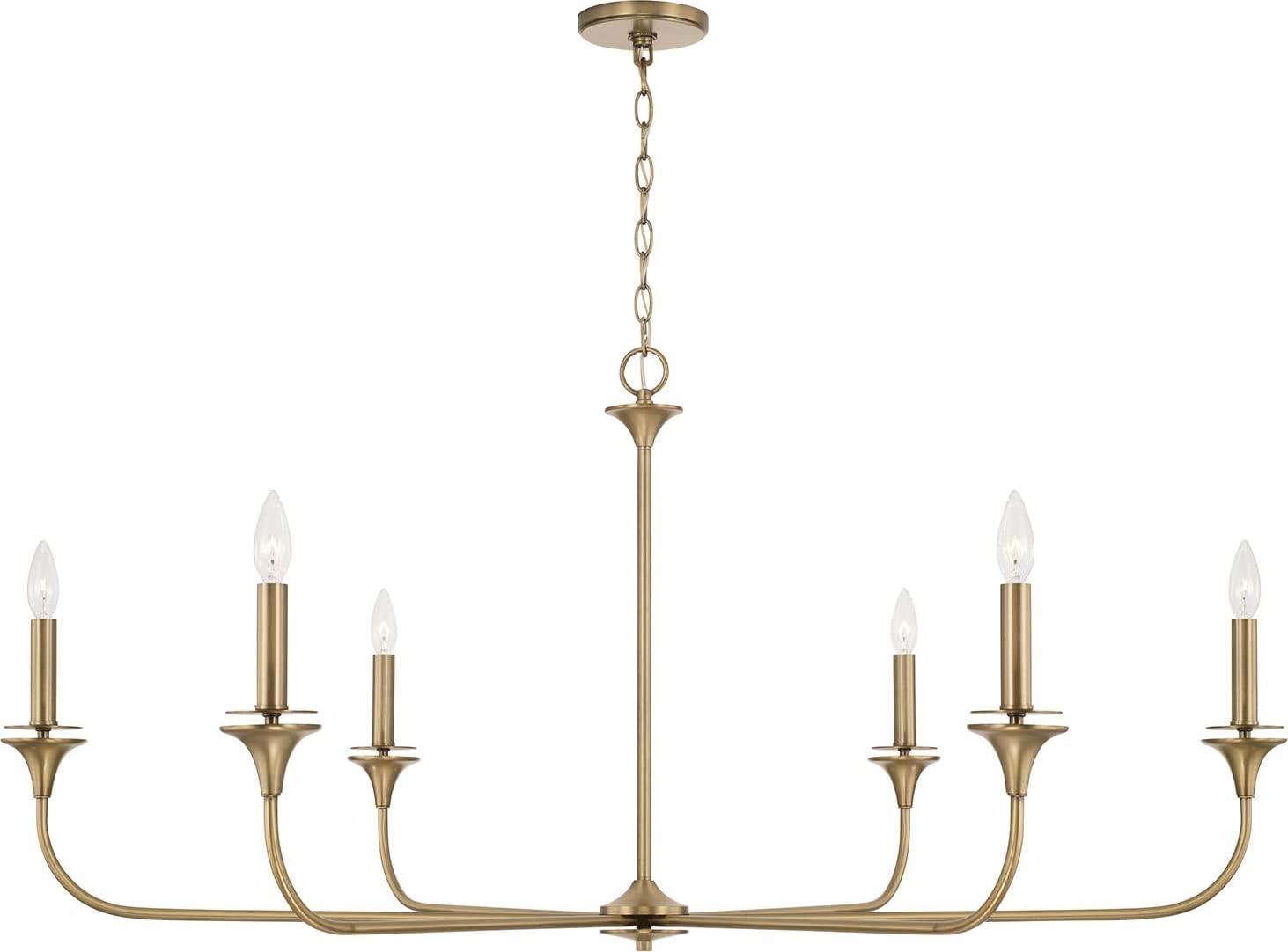 Aged Brass 49" Wide 6-Light Candle Style Chandelier