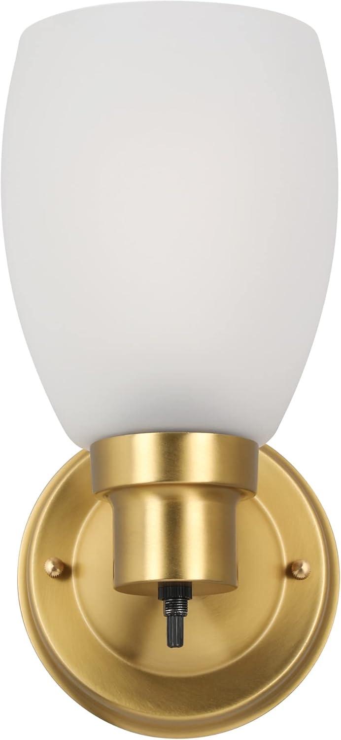 Design House 588814-SG Lydia Transitional 1-Light Indoor Wall Light Dimmable with a White Frosted Glass Shade and Twist On/Off Switch for Hallway Foyer Bathroom, Satin Gold